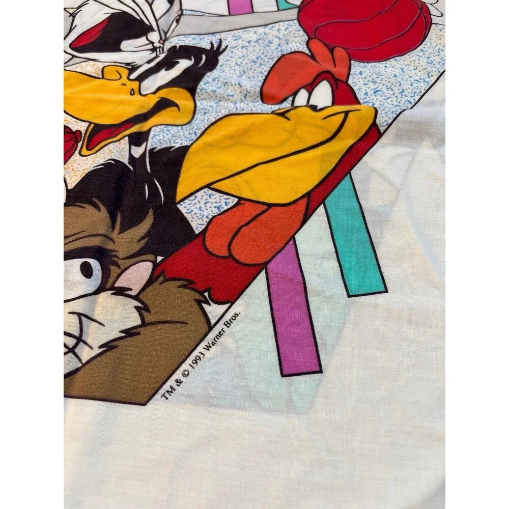 Vintage 1993 Looney Tunes Standard Pillow Case Bugs Taz Foghorn Basketball
